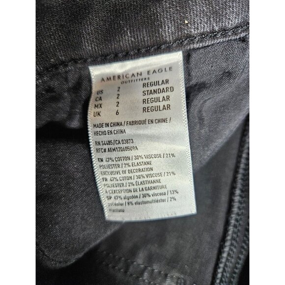 (3/$35) American Eagle Size 2 Regular Skinny High Rise Black Grey Jeans Jeggings - Picture 7 of 12